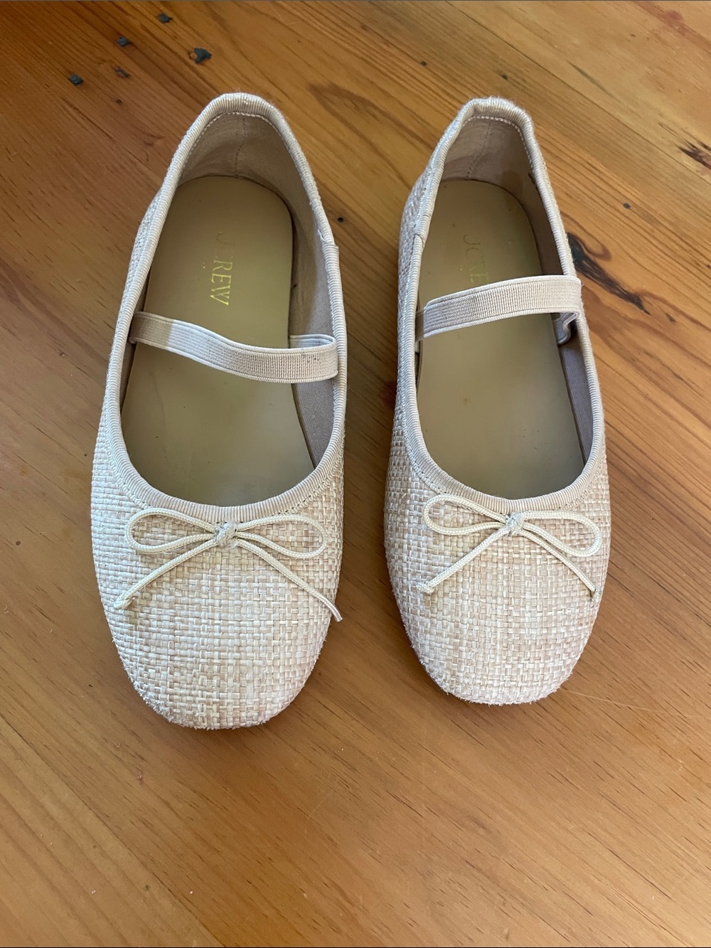J. Crew Cream Tweed Mary Jane Ballet Flats with Bow